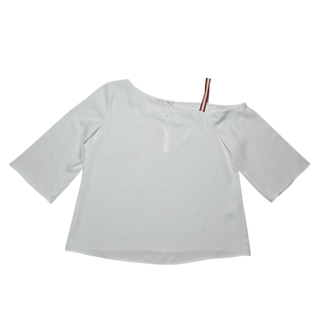 Trina Turk Superior Top Womens XL White Off Shoulder Blouse Polyester Modern‎